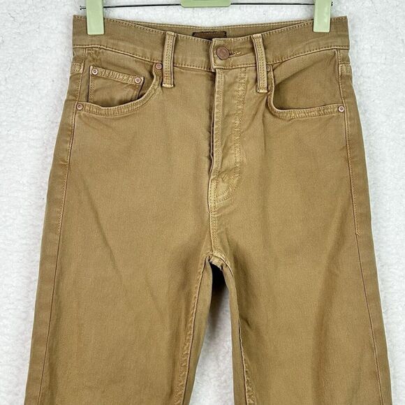 Mother The Tomcat Straight Leg Jeans Women’s 24 Lark Tan Khaki High Rise Button - Picture 2 of 15